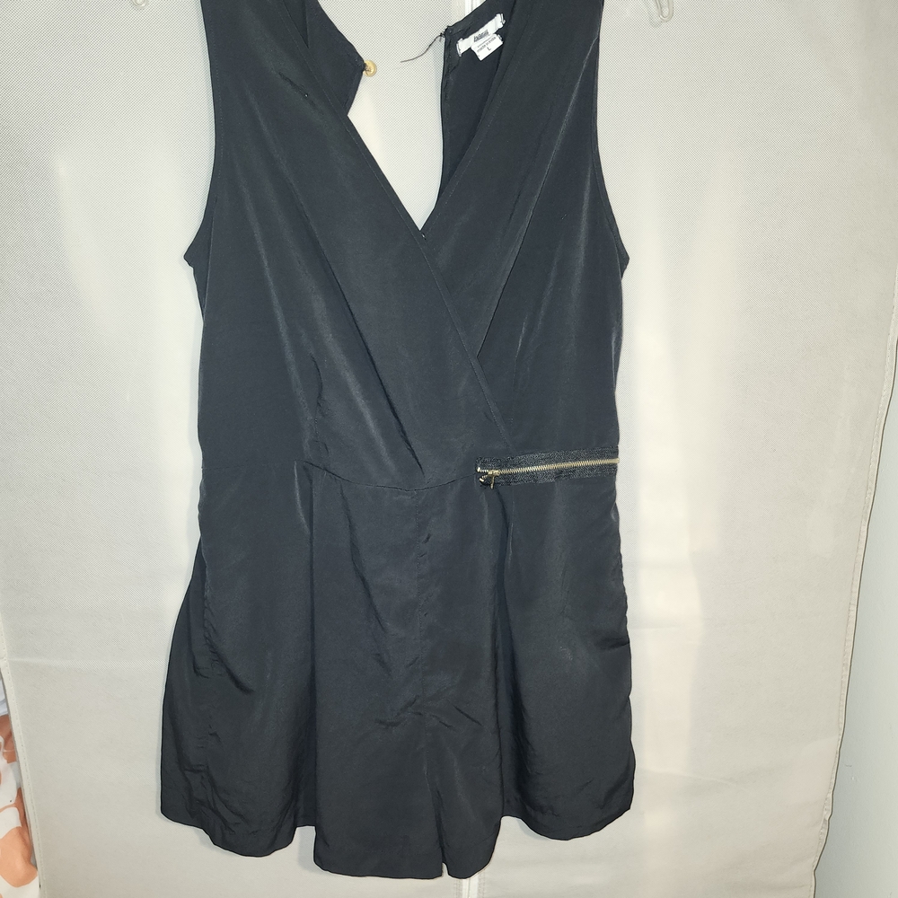 Bar III Black Sleeveless Romper with Gold Zip Accent